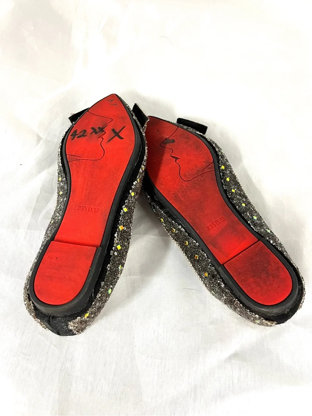 Pointed Rhinestone Glitter Bow Flats women’s shoes sz 6